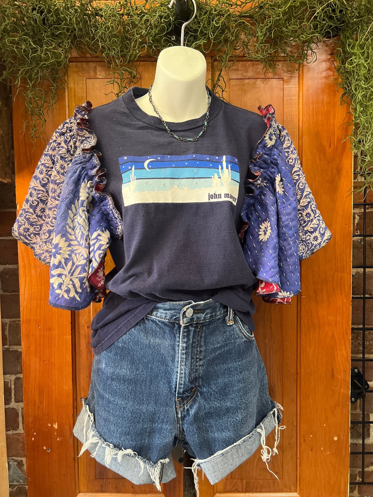 John Mayer ruffle sleeves kantha tee - Main Street Threads