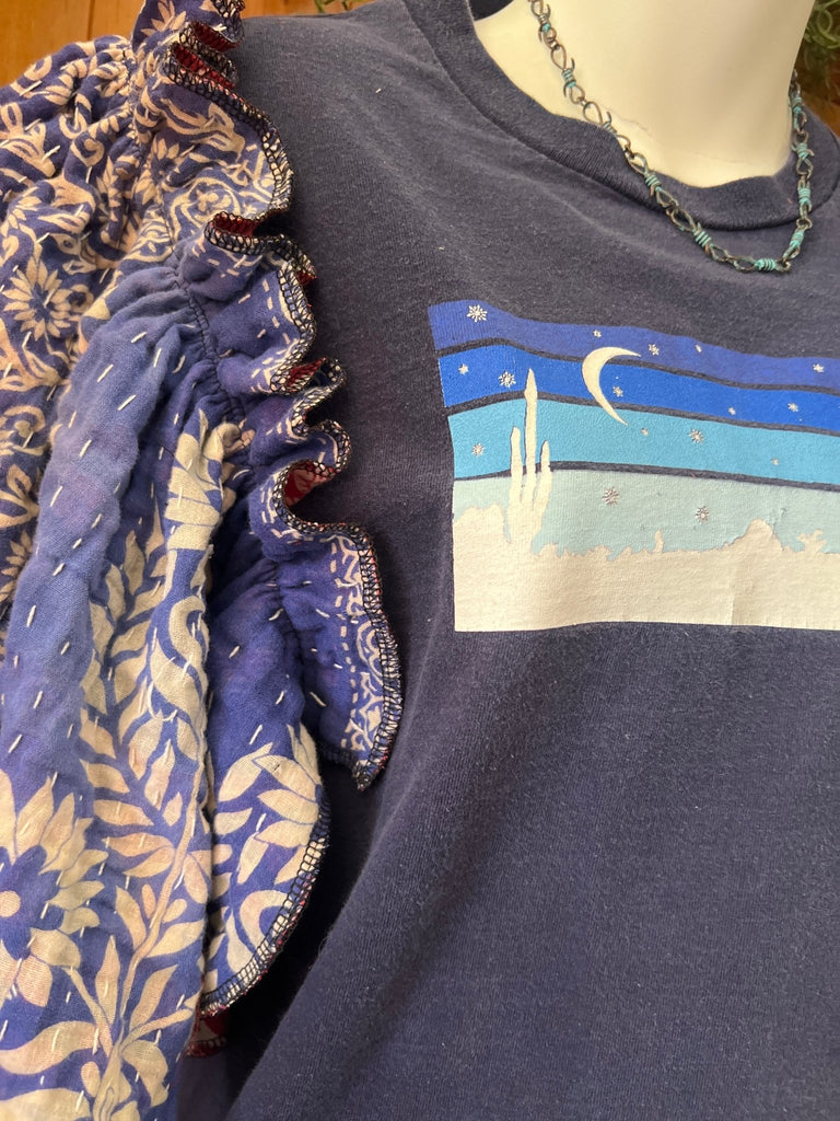John Mayer ruffle sleeves kantha tee - Main Street Threads