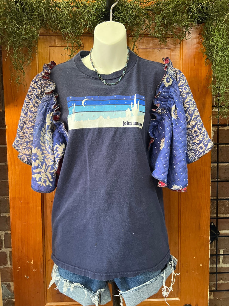 John Mayer ruffle sleeves kantha tee - Main Street Threads