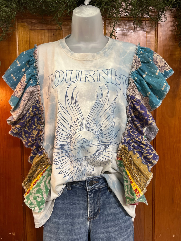 JOURNEY ruffle sleeves kantha tee - Main Street Threads