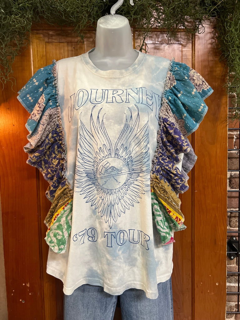 JOURNEY ruffle sleeves kantha tee - Main Street Threads