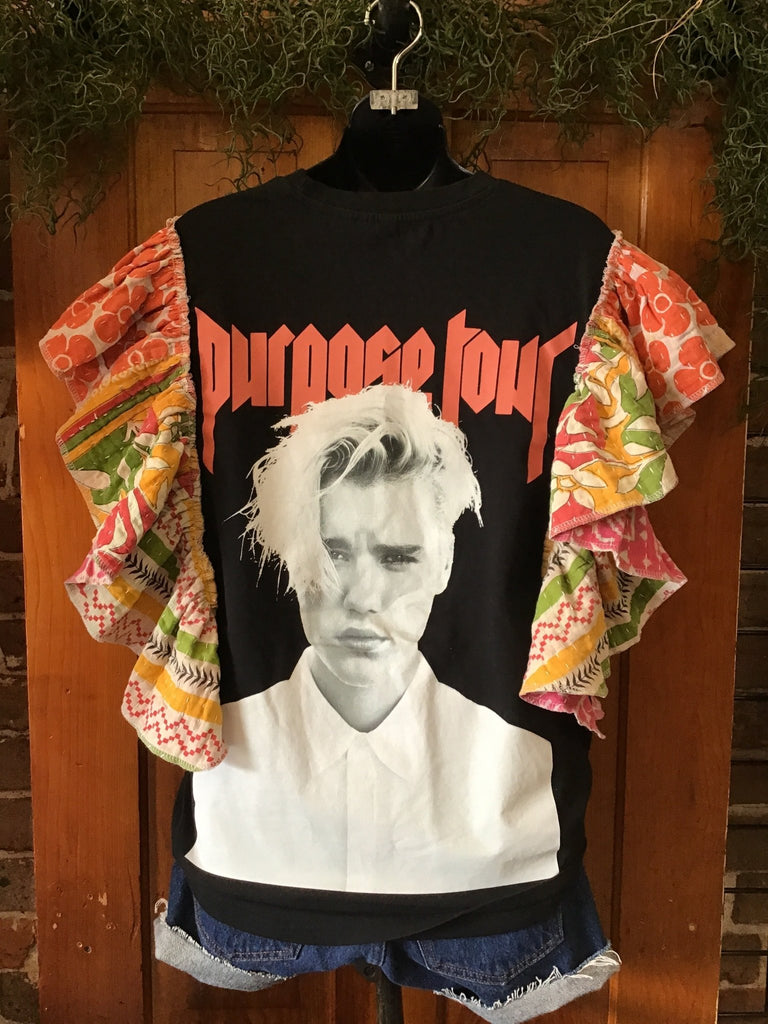 Justin Bieber ruffle sleeves kantha tee - Main Street Threads