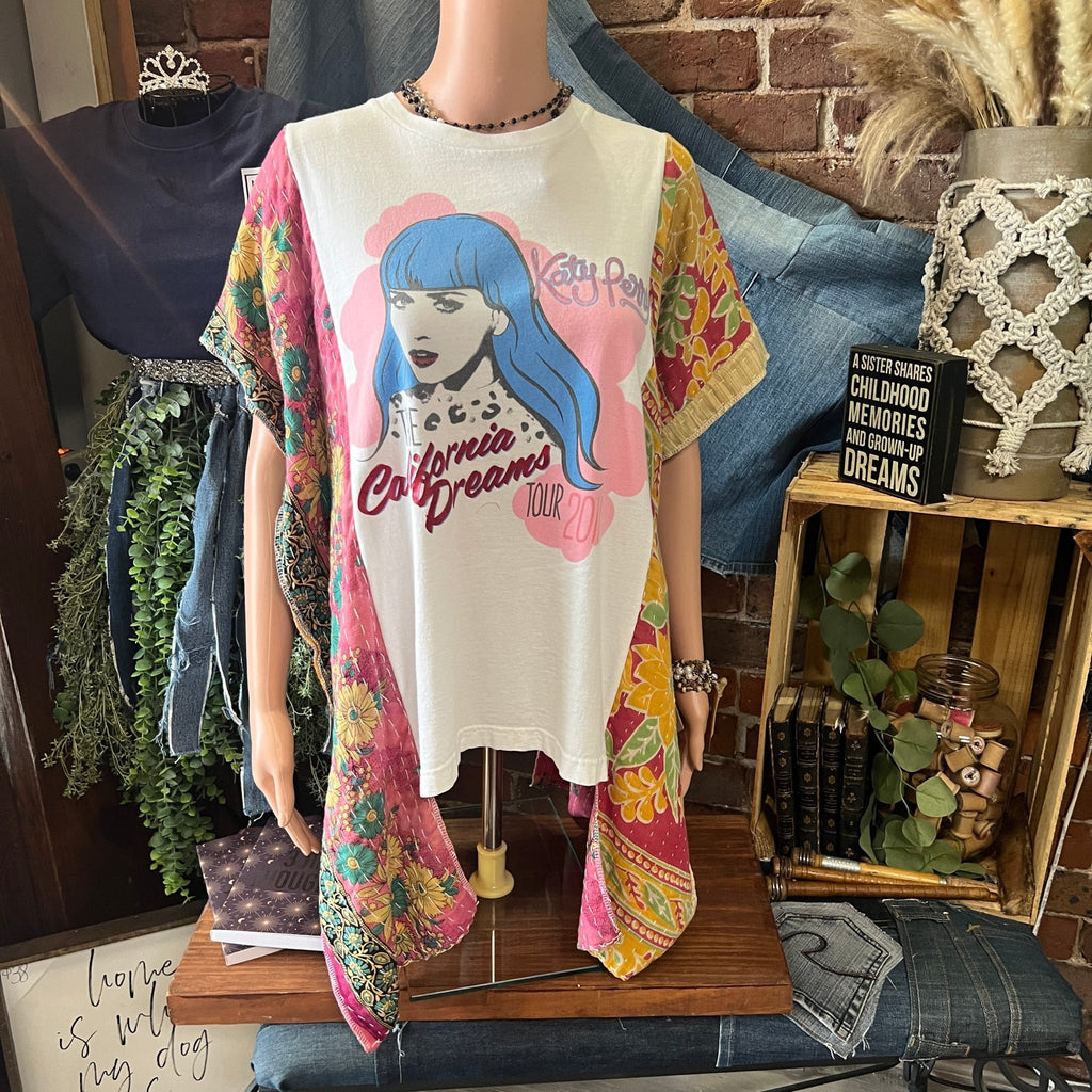 Katy Perry upcycled kantha poncho - Main Street Threads