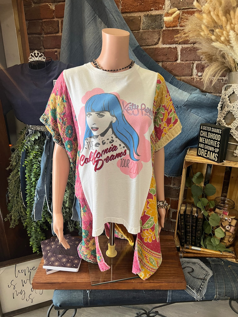 Katy Perry upcycled kantha poncho - Main Street Threads