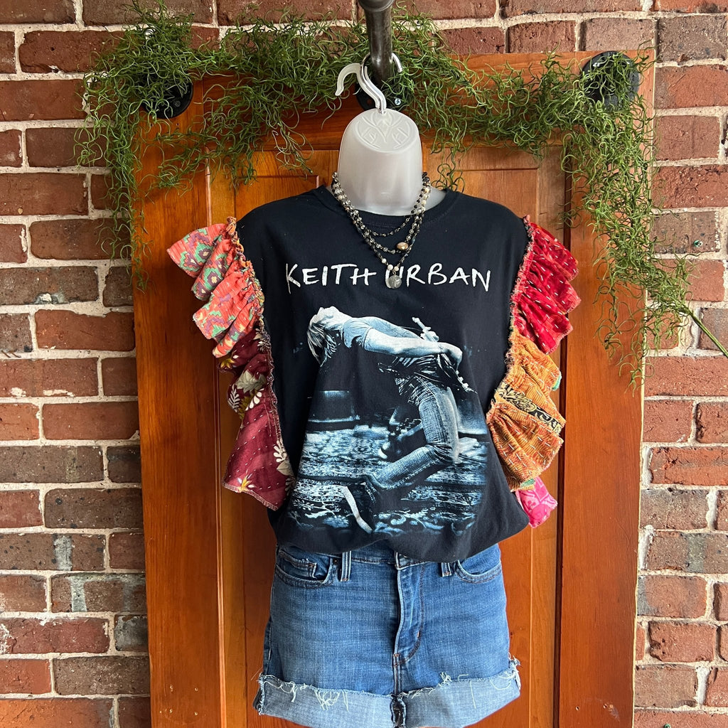 Keith Urban Concert Kantha ruffle sleeves festival tee - Main Street Threads