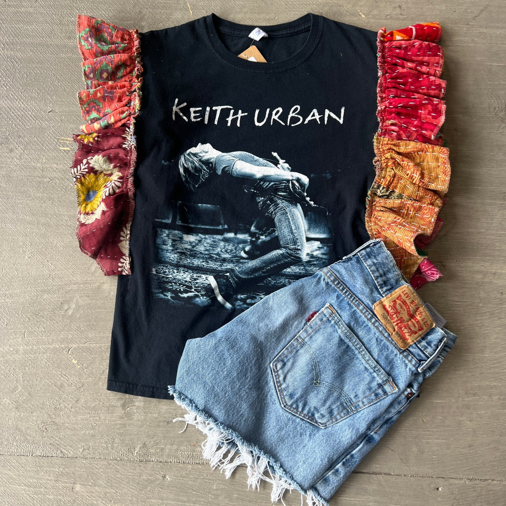 Keith Urban Concert Kantha ruffle sleeves festival tee - Main Street Threads