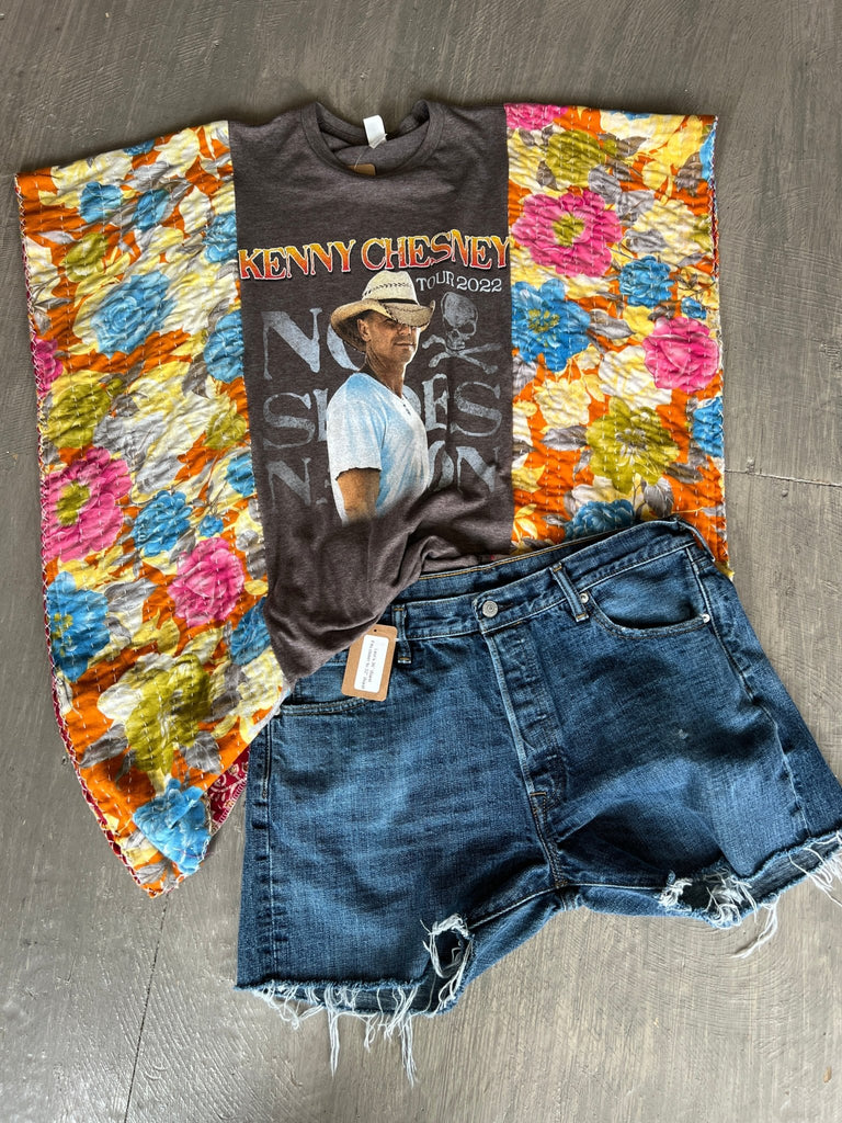 Kenny Chesney upcycled kantha poncho - Main Street Threads