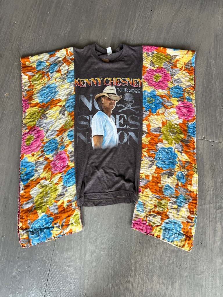 Kenny Chesney upcycled kantha poncho - Main Street Threads