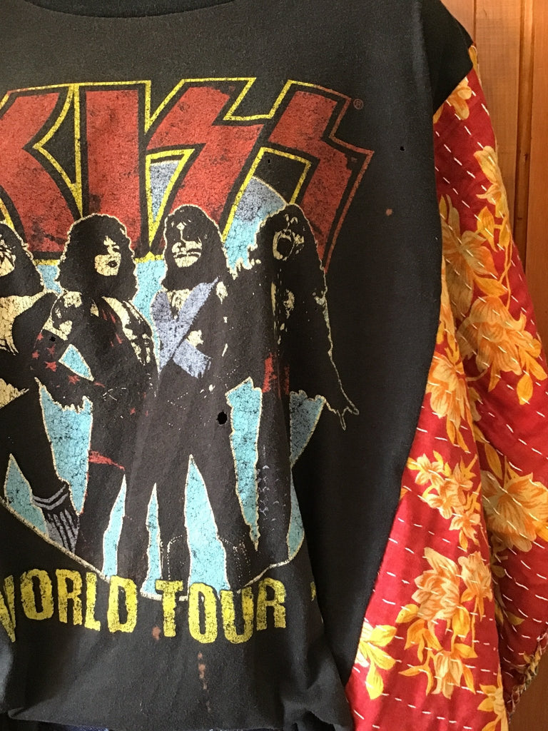 Kiss distressed kantha poncho - Main Street Threads