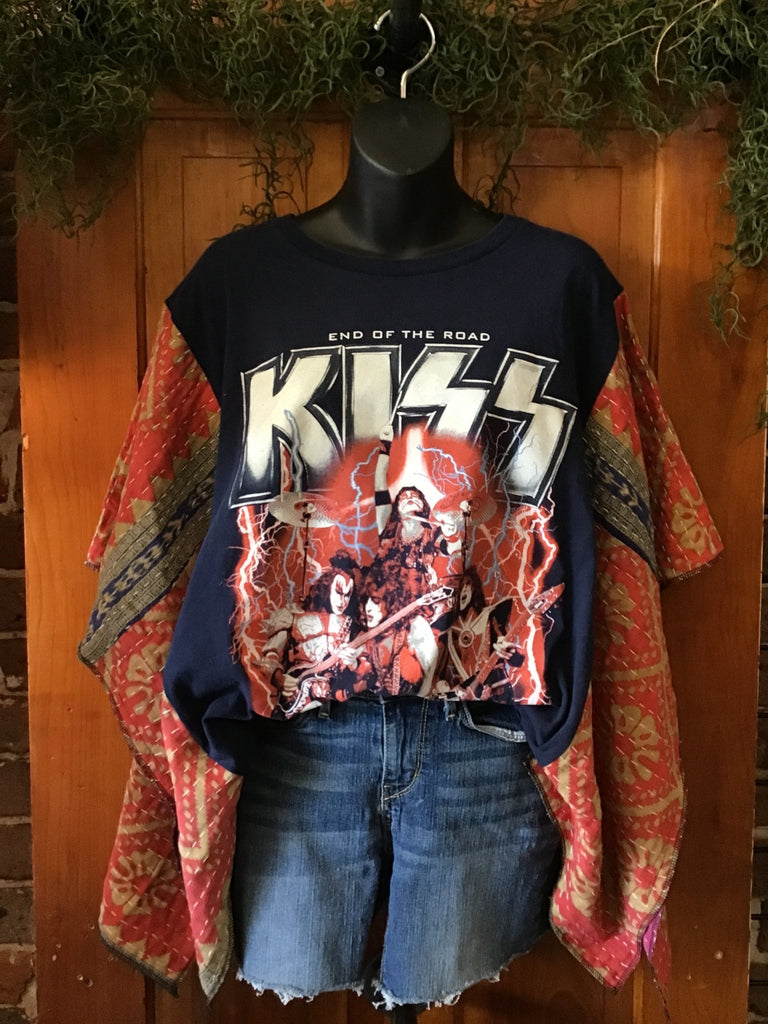 Kiss “End of the Road” kantha poncho - Main Street Threads