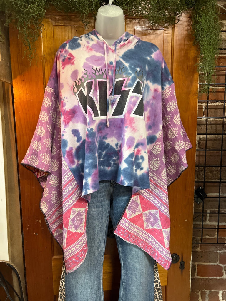 KISS hoodie kantha poncho - Main Street Threads