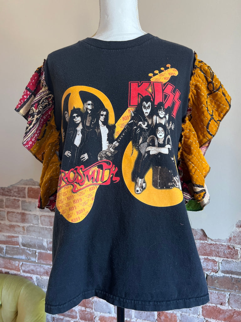 KISS/Aerosmith ruffle sleeves festival tee - Main Street Threads