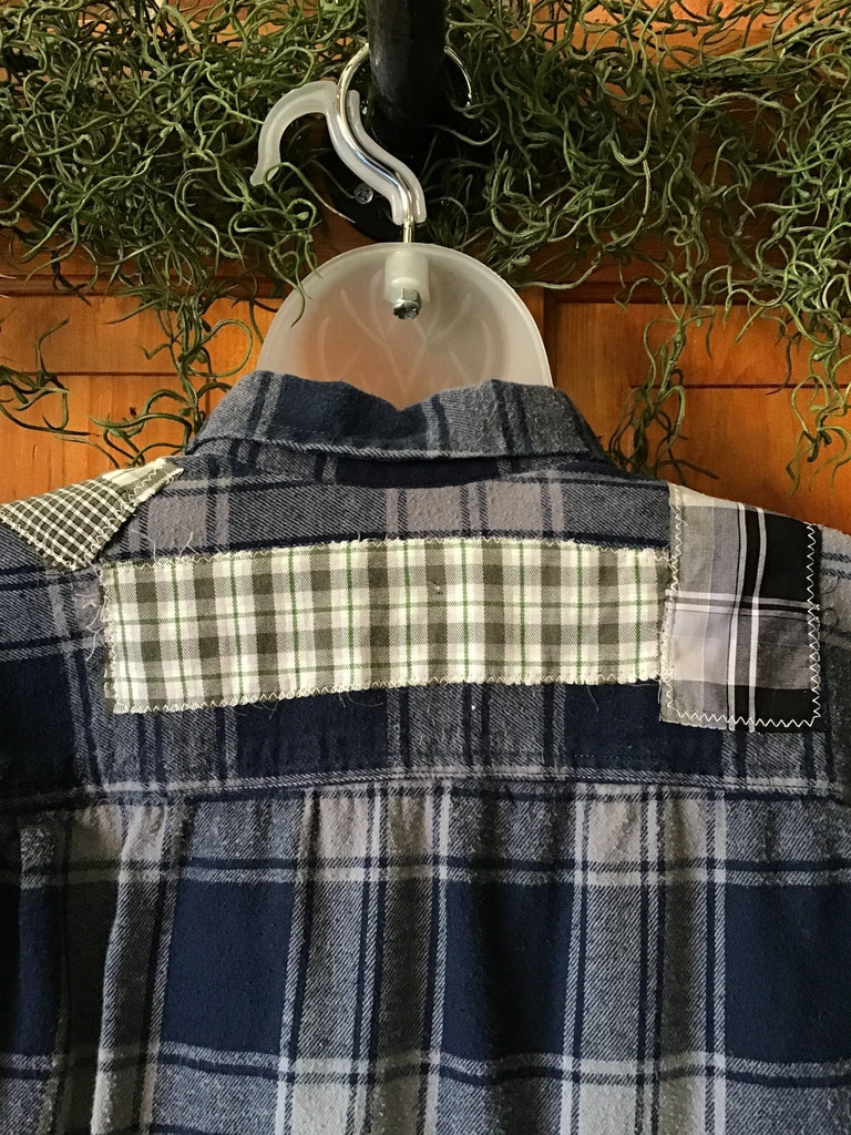 Lace & Plaid Patchwork Upcycled Plaid Flannel - Main Street Threads