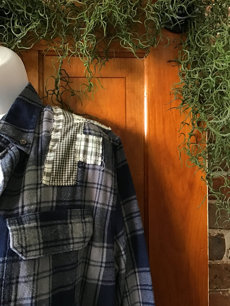 Lace & Plaid Patchwork Upcycled Plaid Flannel - Main Street Threads