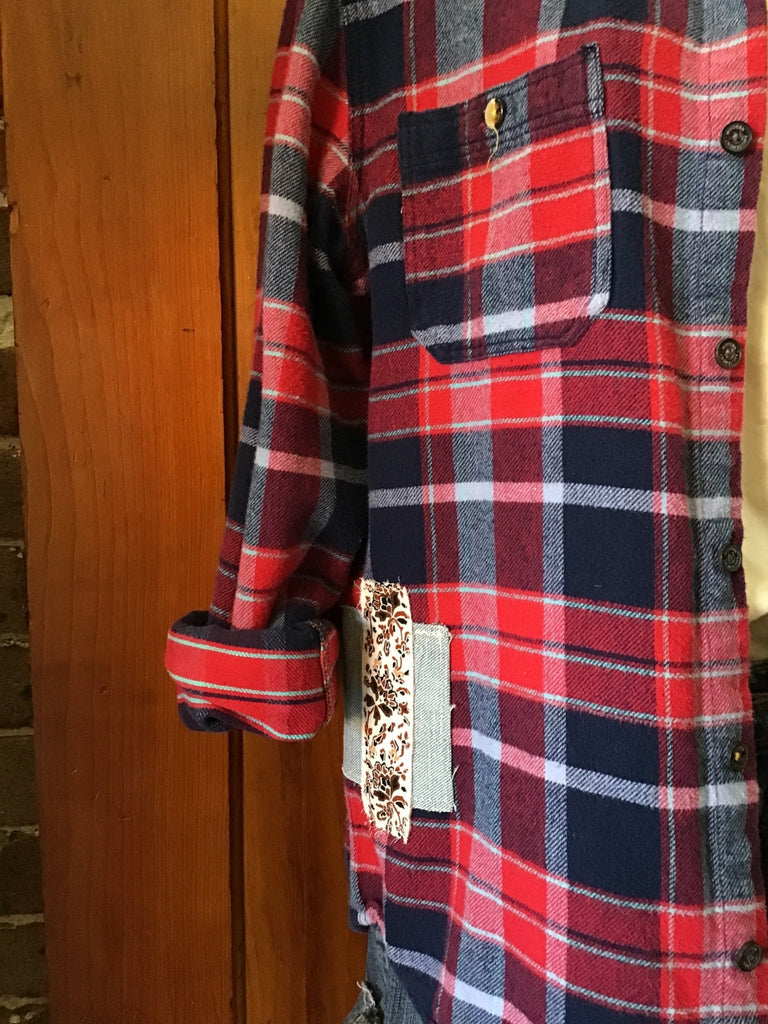 Lace Upcycled Plaid Flannel - Main Street Threads
