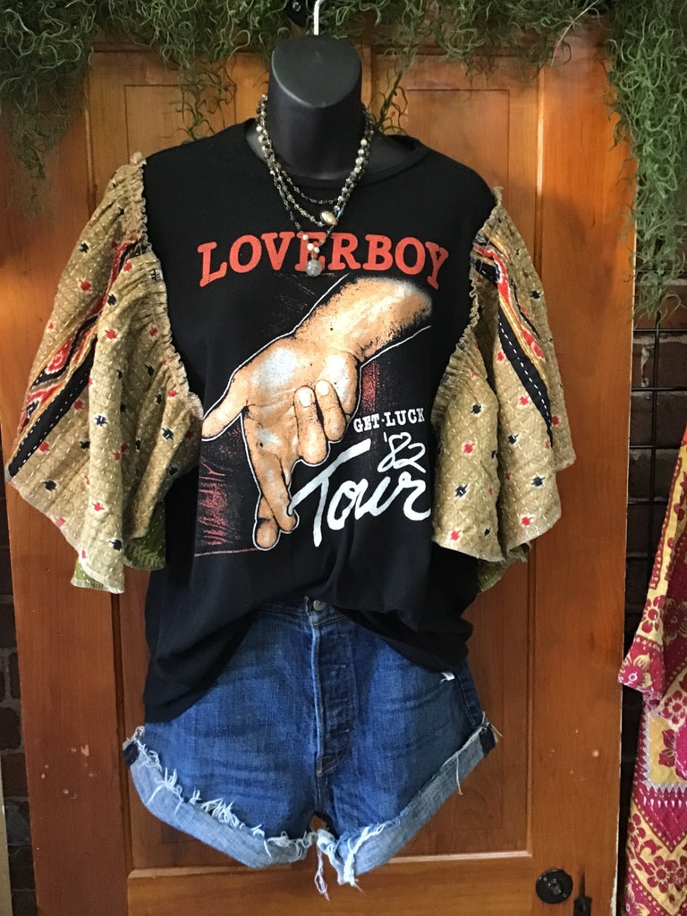 Loverboy butterfly sleeves kantha tee - Main Street Threads
