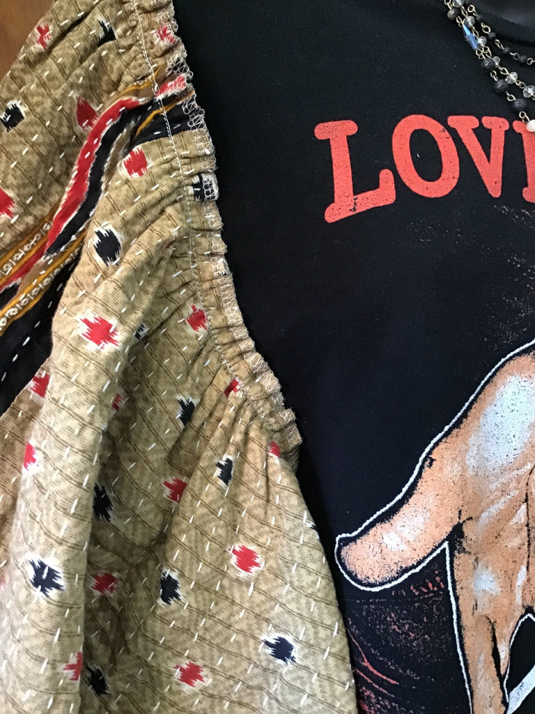 Loverboy butterfly sleeves kantha tee - Main Street Threads
