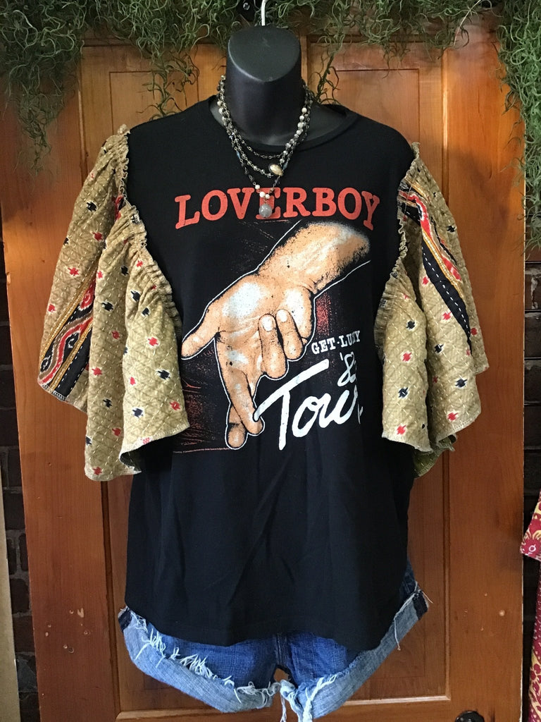 Loverboy butterfly sleeves kantha tee - Main Street Threads