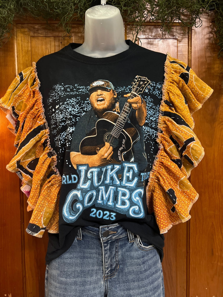 LUKE COMBS ruffle sleeves kantha tee - Main Street Threads