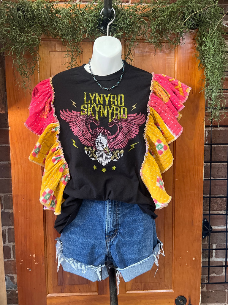 Lynyrd Skynyrd ruffle sleeves kantha tee - Main Street Threads