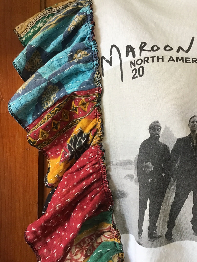 Maroon 5 ruffle sleeves kantha tee - Main Street Threads