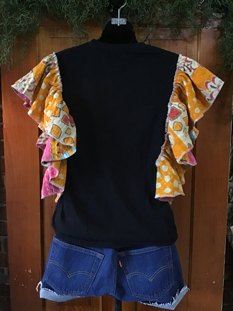 Metallica ruffle sleeves kantha tee - Main Street Threads