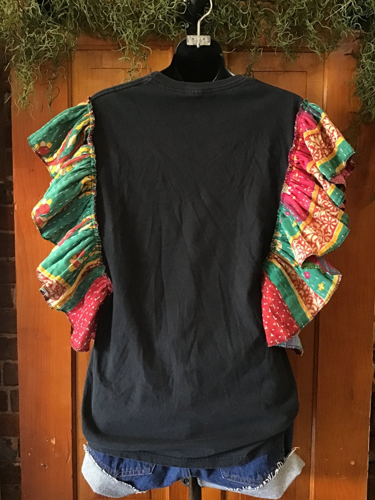 Metallica ruffle sleeves kantha tee - Main Street Threads