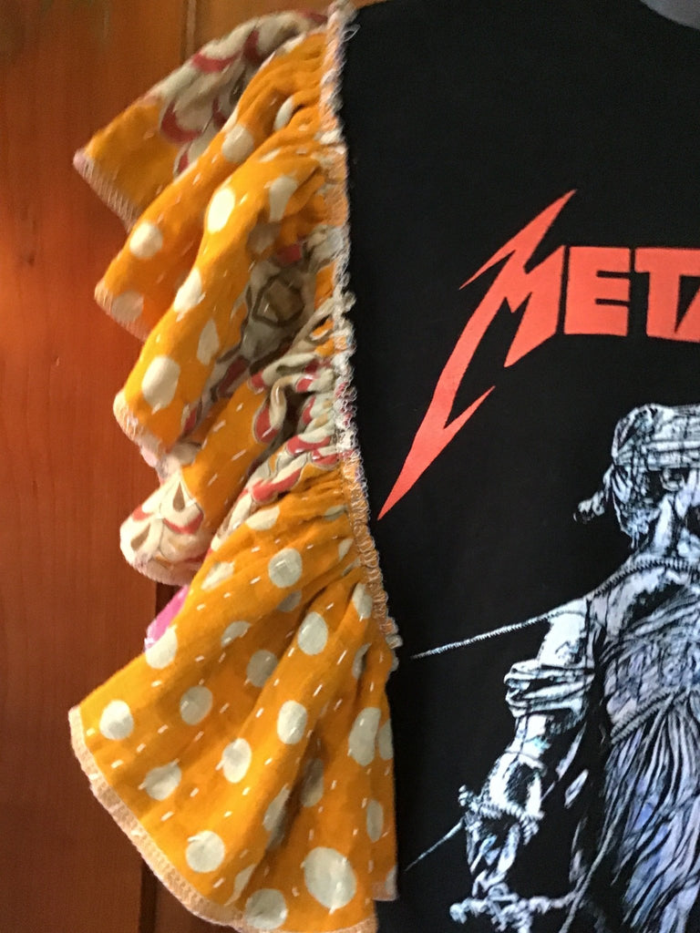 Metallica ruffle sleeves kantha tee - Main Street Threads