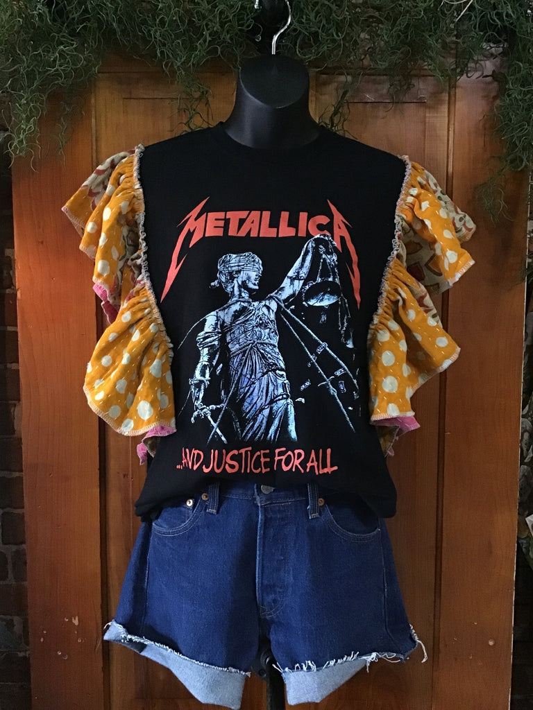 Metallica ruffle sleeves kantha tee - Main Street Threads