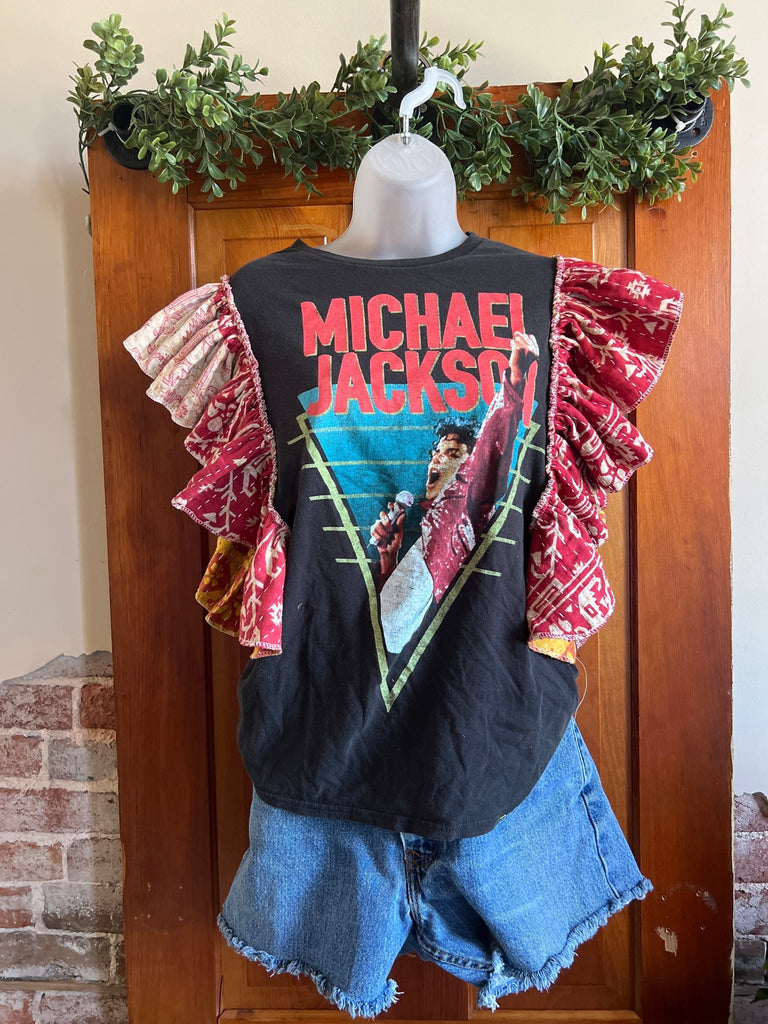 Michael Jackson kantha ruffle tee - Main Street Threads
