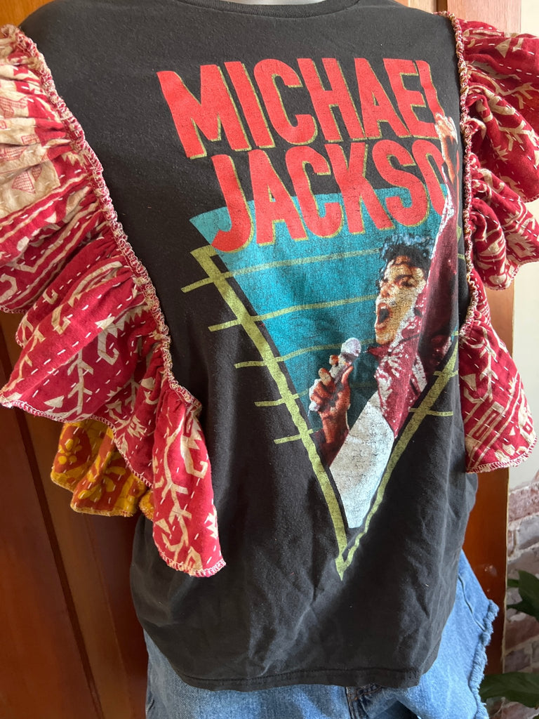 Michael Jackson kantha ruffle tee - Main Street Threads