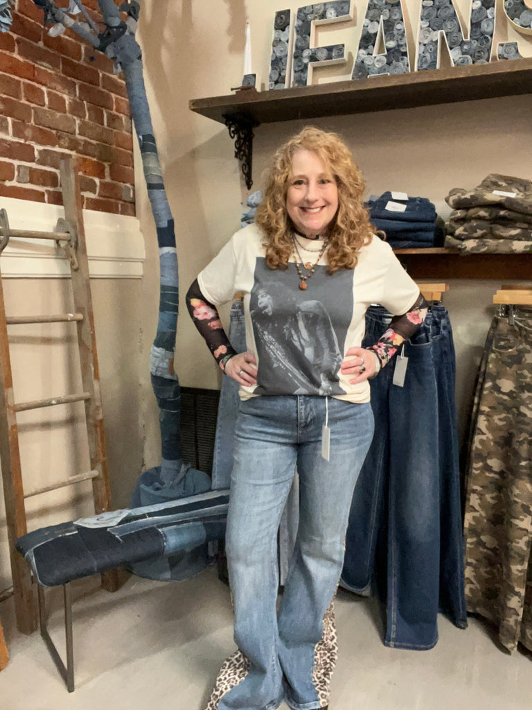 Mid Rise Flare With Side Leopard - Main Street Threads