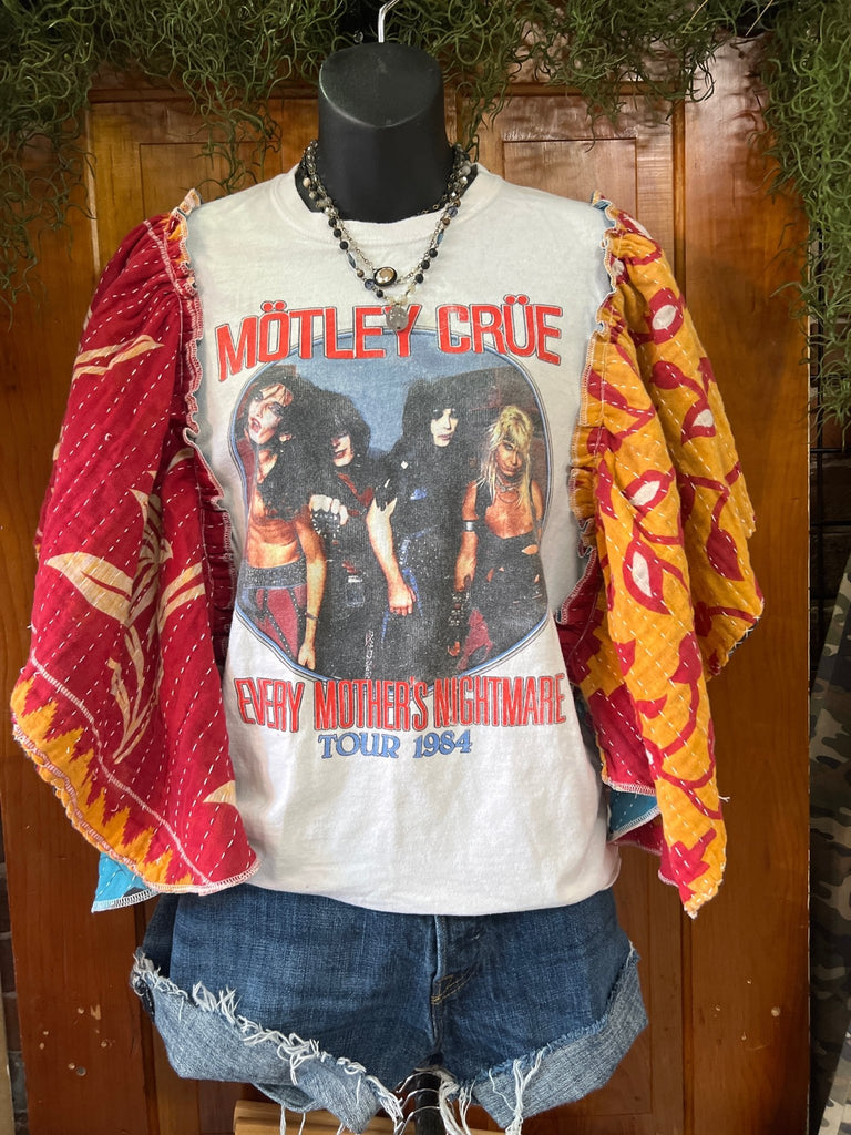 Motley Crue butterfly sleeves kantha tee - Main Street Threads