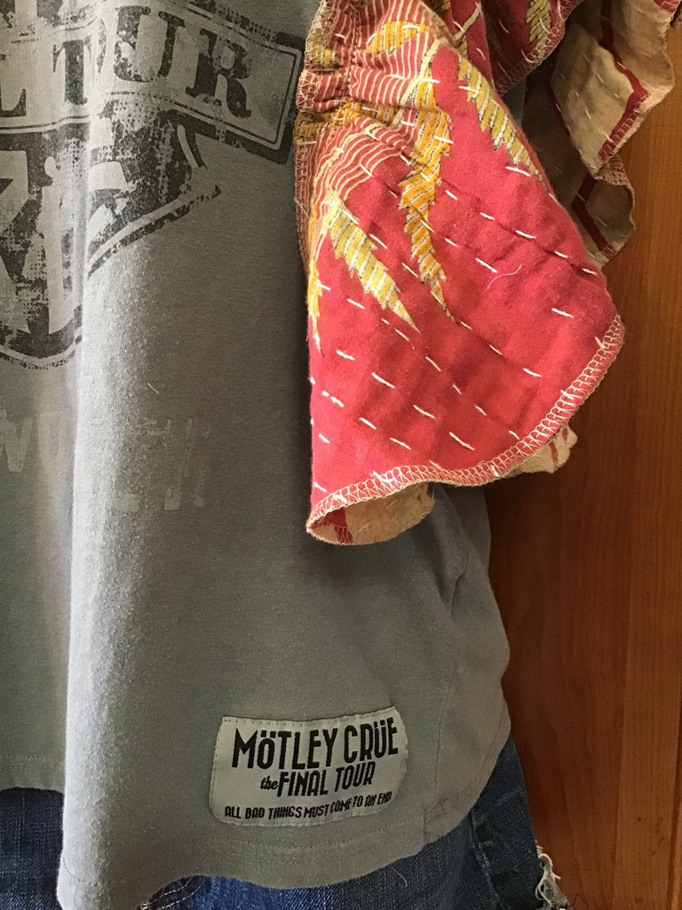 Motley Crue ruffle sleeves kantha tee - Main Street Threads