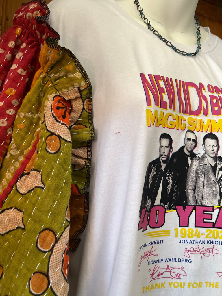 New Kids on the Block butterfly sleeves kantha tee - Main Street Threads