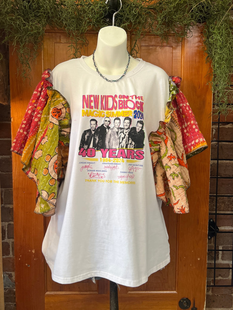 New Kids on the Block butterfly sleeves kantha tee - Main Street Threads