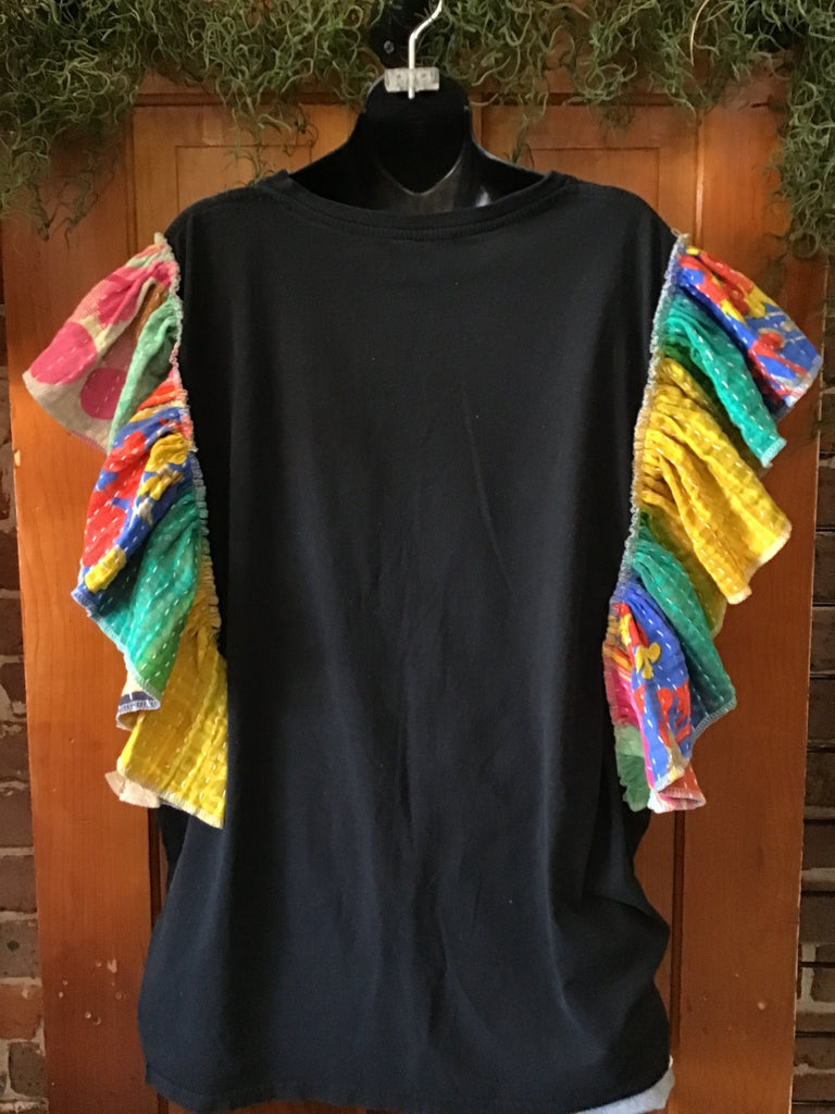 New Kids on the Block ruffle sleeves kantha tee - Main Street Threads