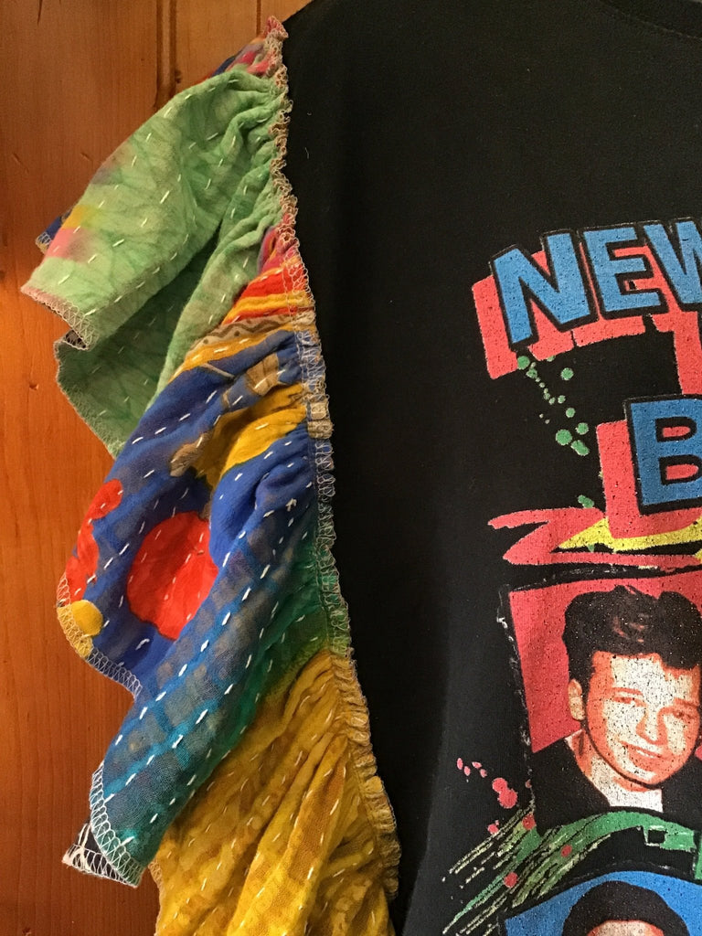 New Kids on the Block ruffle sleeves kantha tee - Main Street Threads