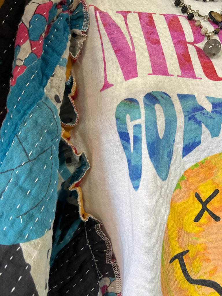 Nirvana butterfly sleeves kantha tee - Main Street Threads