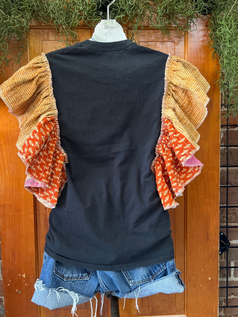 Nirvana ruffle sleeves kantha tee - Main Street Threads