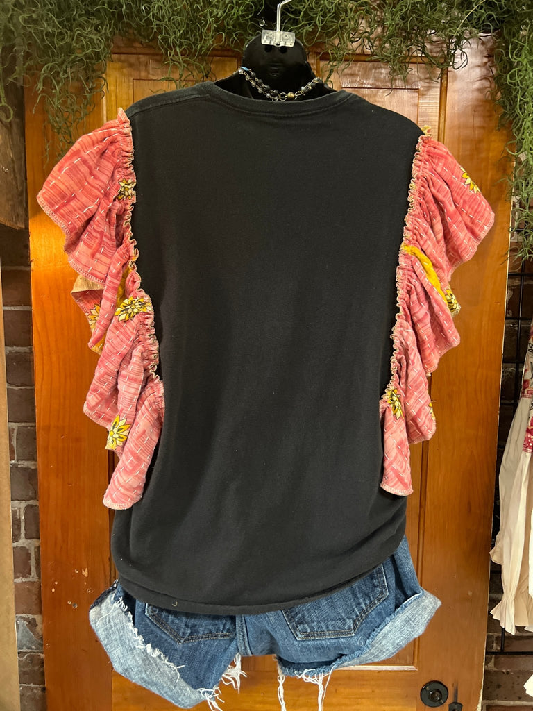 Nirvana ruffle sleeves kantha tee - Main Street Threads