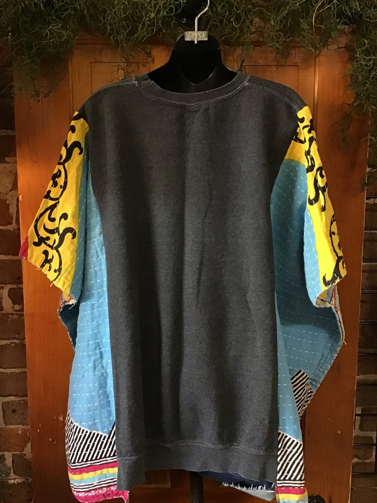 Nirvana sweatshirt kantha poncho - Main Street Threads