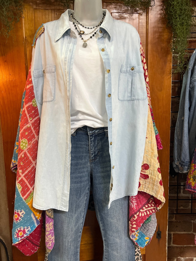 Patched Orvis Denim & kantha kimono - Main Street Threads