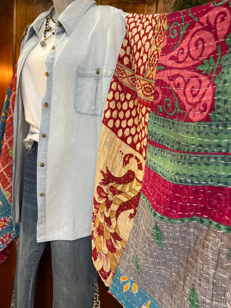Patched Orvis Denim & kantha kimono - Main Street Threads