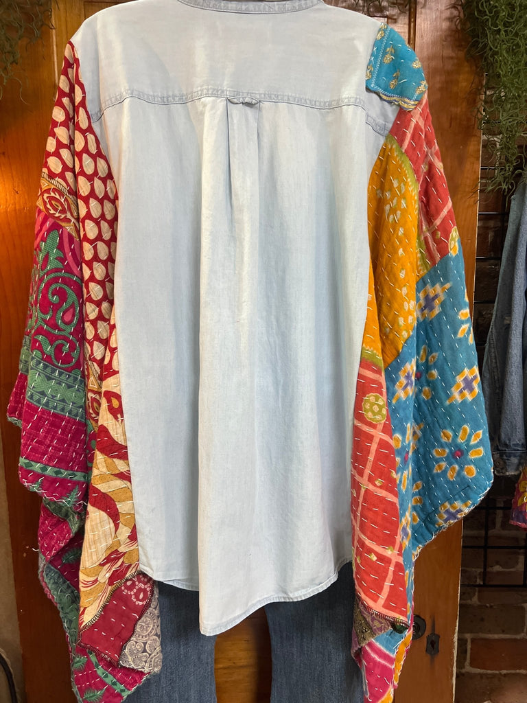 Patched Orvis Denim & kantha kimono - Main Street Threads
