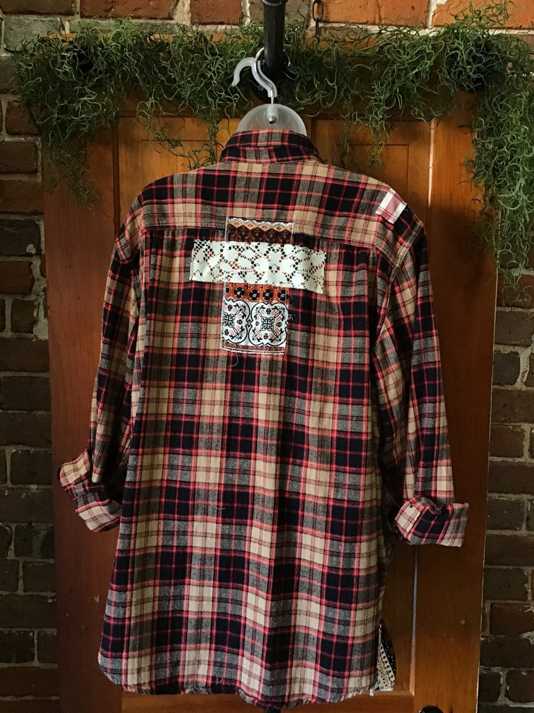 Patchwork Cross Upcycled Plaid Flannel - Main Street Threads