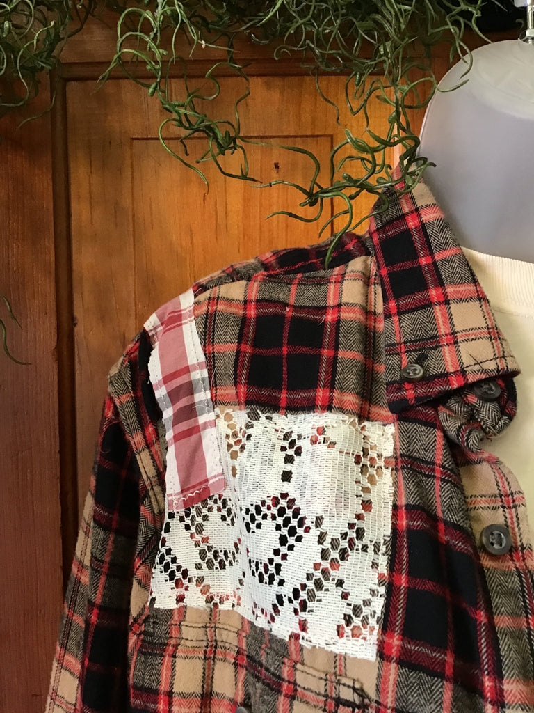 Patchwork Cross Upcycled Plaid Flannel - Main Street Threads