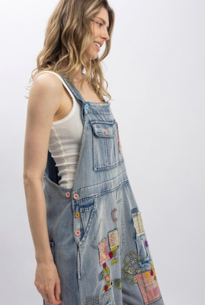 Patchy vintage washed denim overalls - Main Street Threads