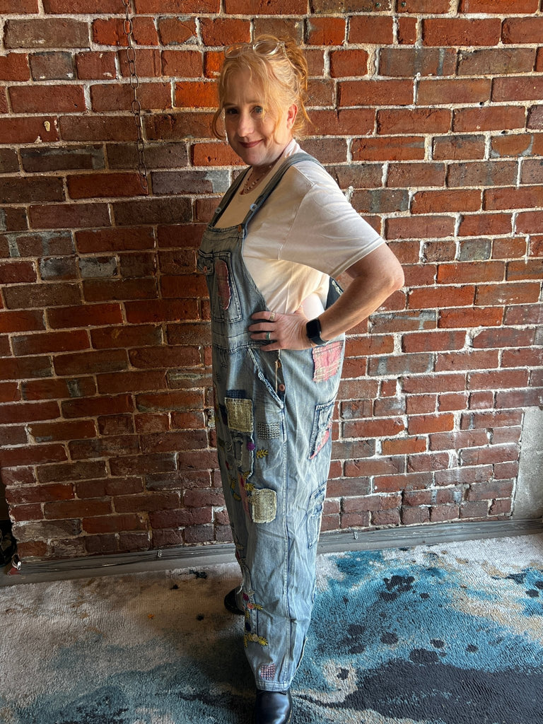 Patchy vintage washed denim overalls - Main Street Threads