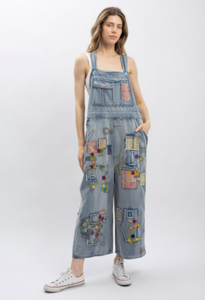 Patchy vintage washed denim overalls - Main Street Threads